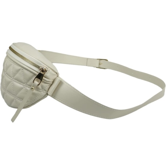Cream Quilted Belt Bag | Faux Leather Women’s Fanny Pack | NEW - Picture 4 of 7